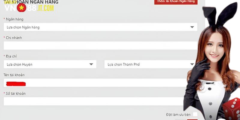 Biểu mẫu điền thông tin nạp tiền Vn88 qua ngân hàng